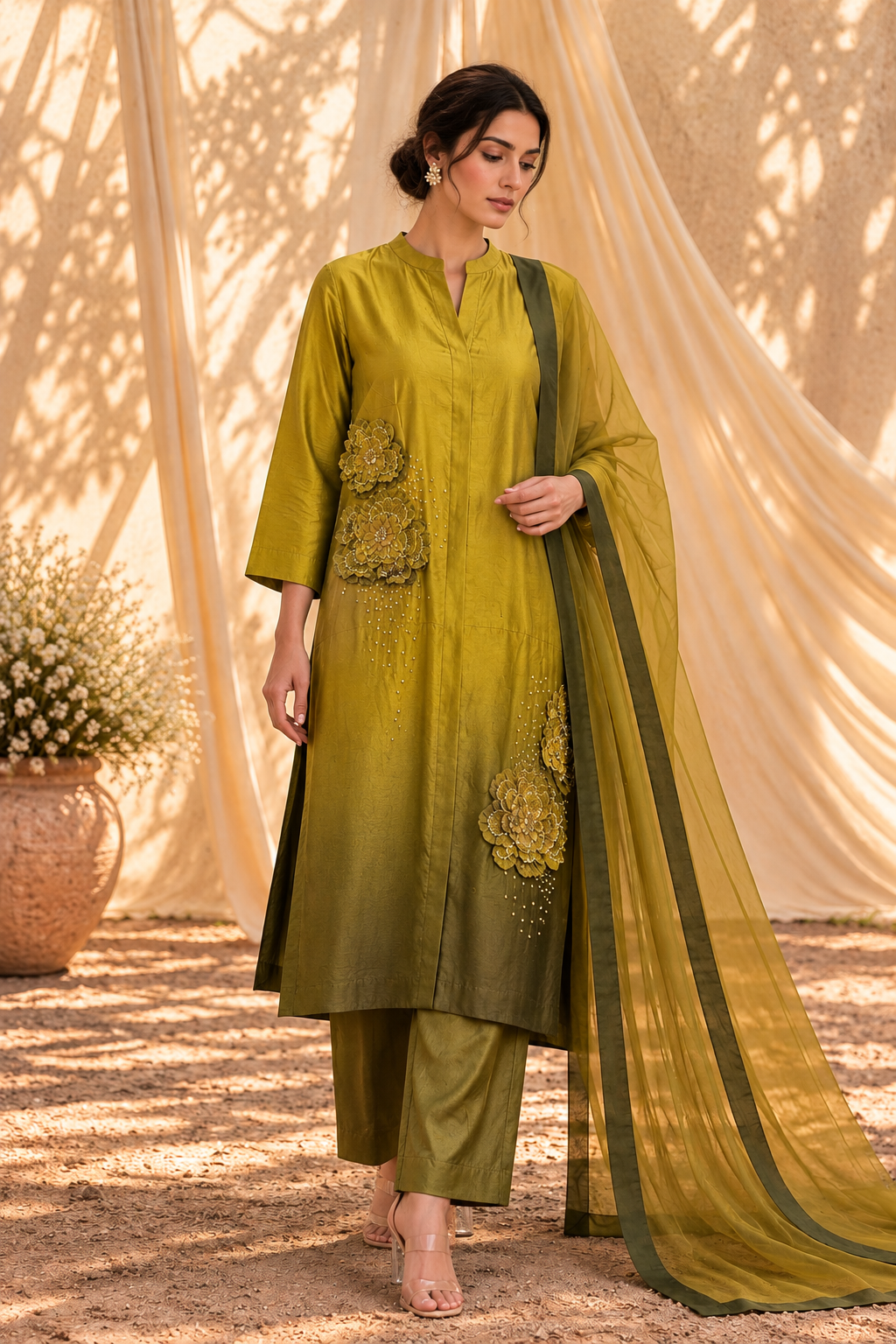 Golden Eos Button Down Kurta Set