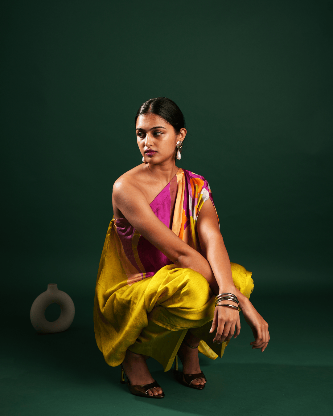 One shoulder Drape set