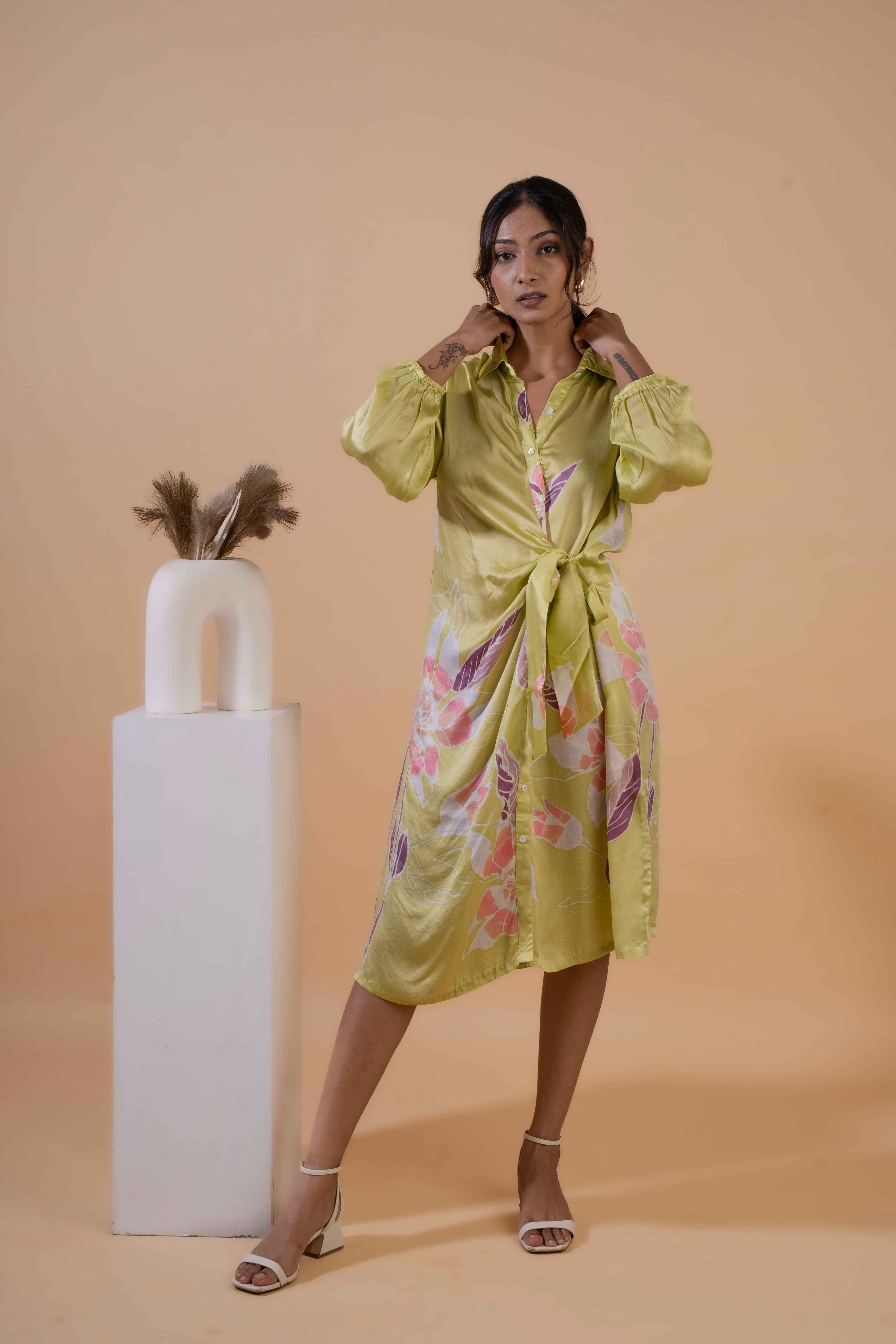 Lime Blossom Shirt Dress