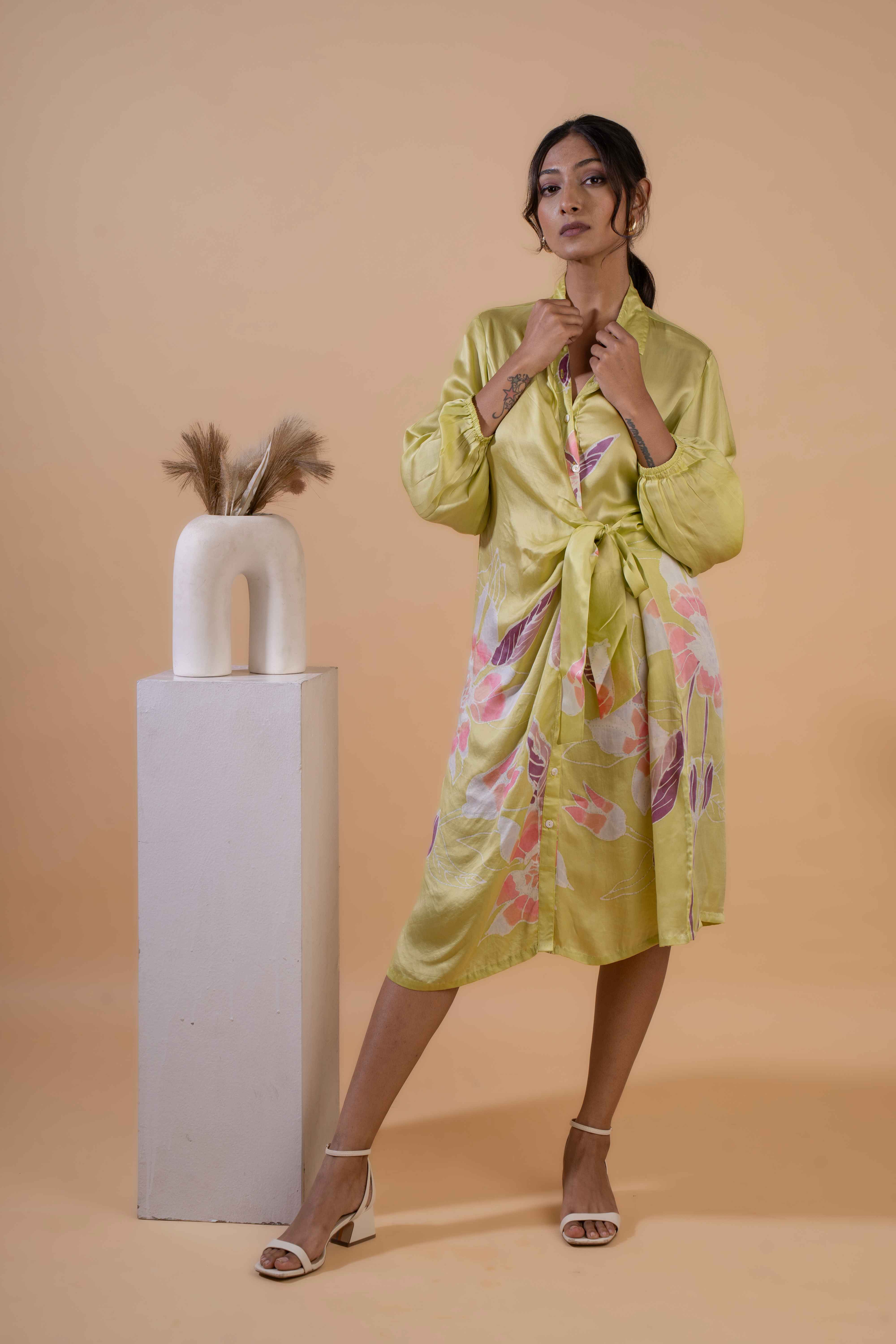 Lime Blossom Shirt Dress