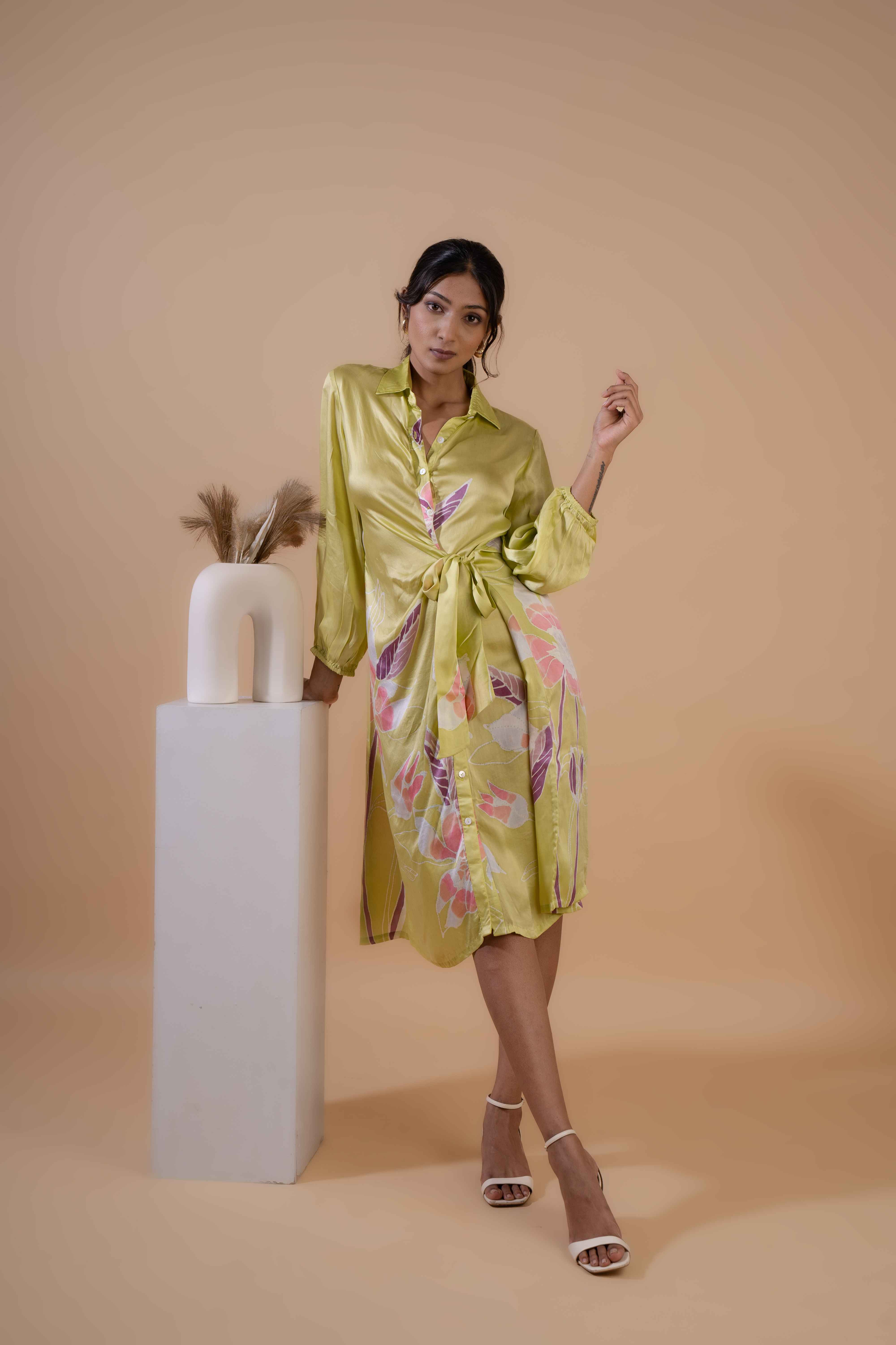 Lime Blossom Shirt Dress