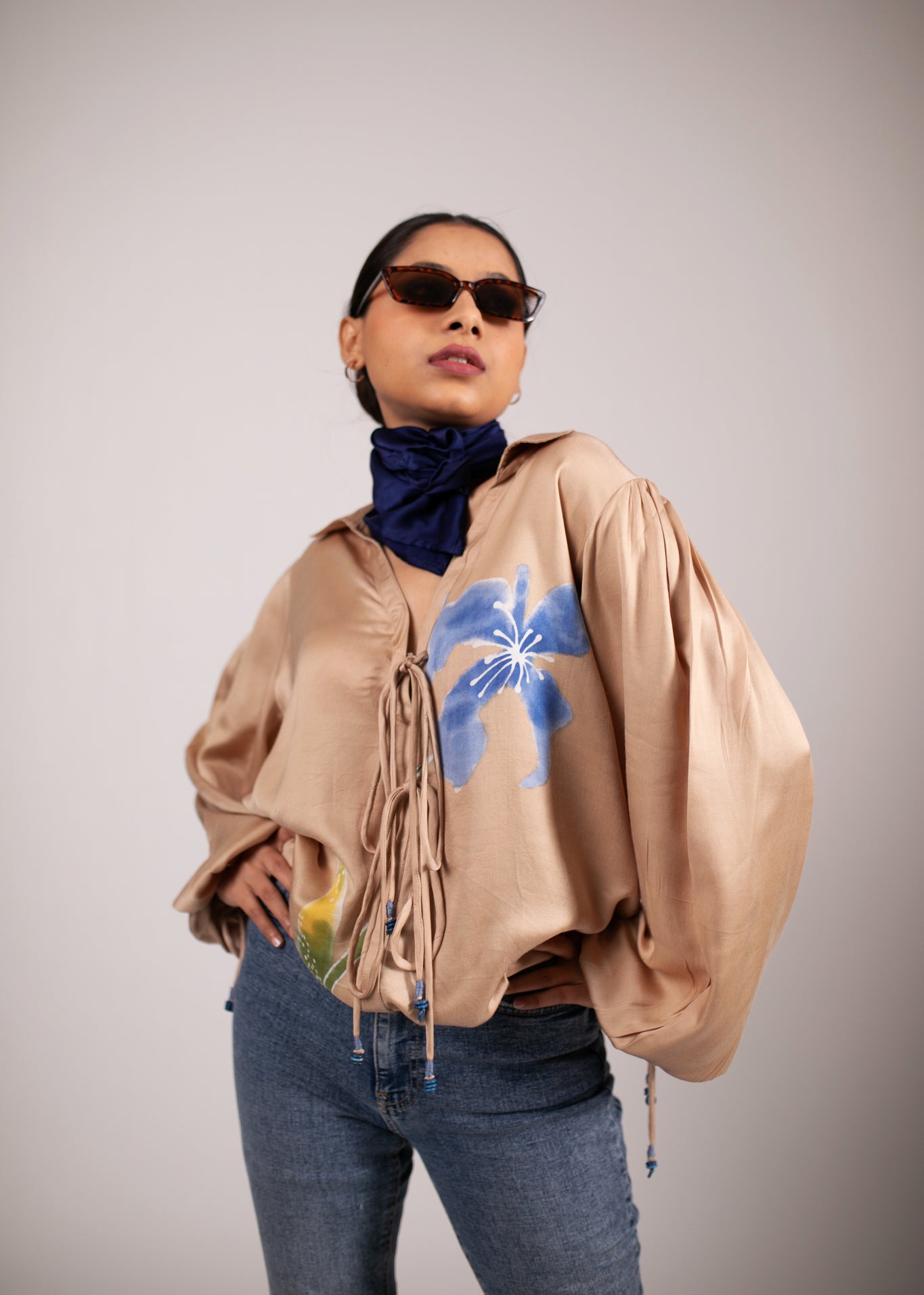Iris Blues Tie-up Shirt