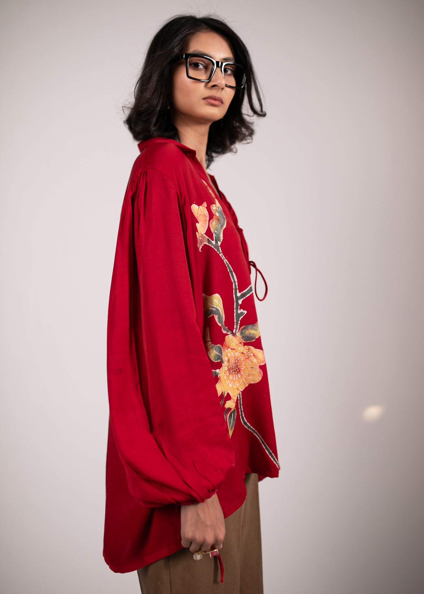 Crimson Dusk Tie-up Shirt