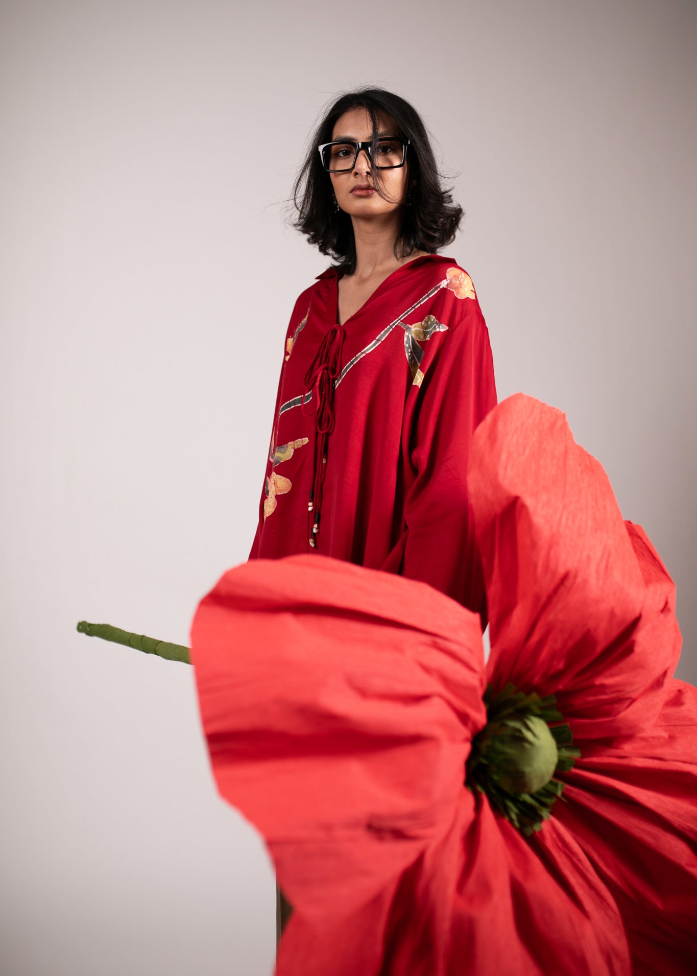 Crimson Dusk Tie-up Shirt