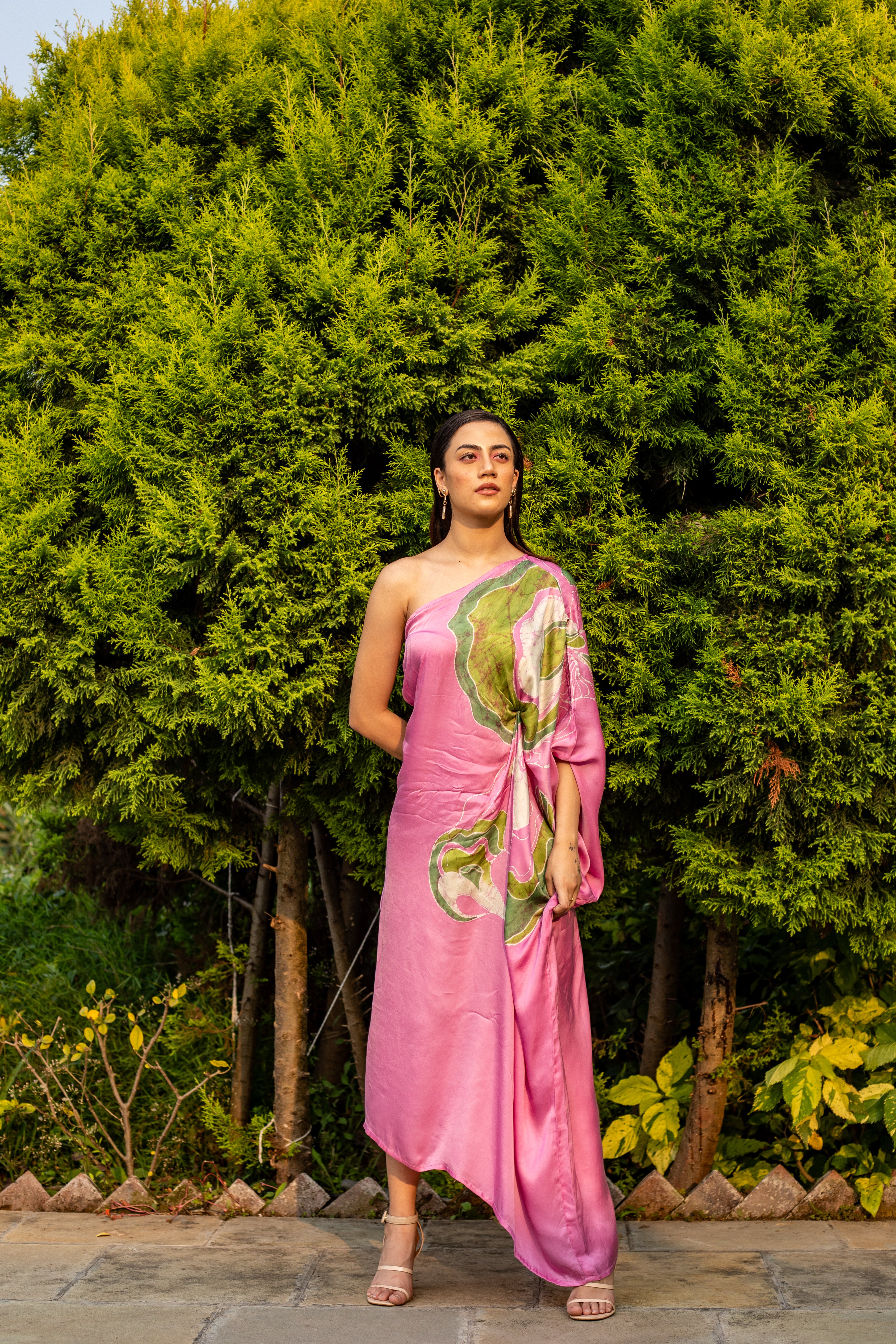 Fuchsia Glade Drape Dress