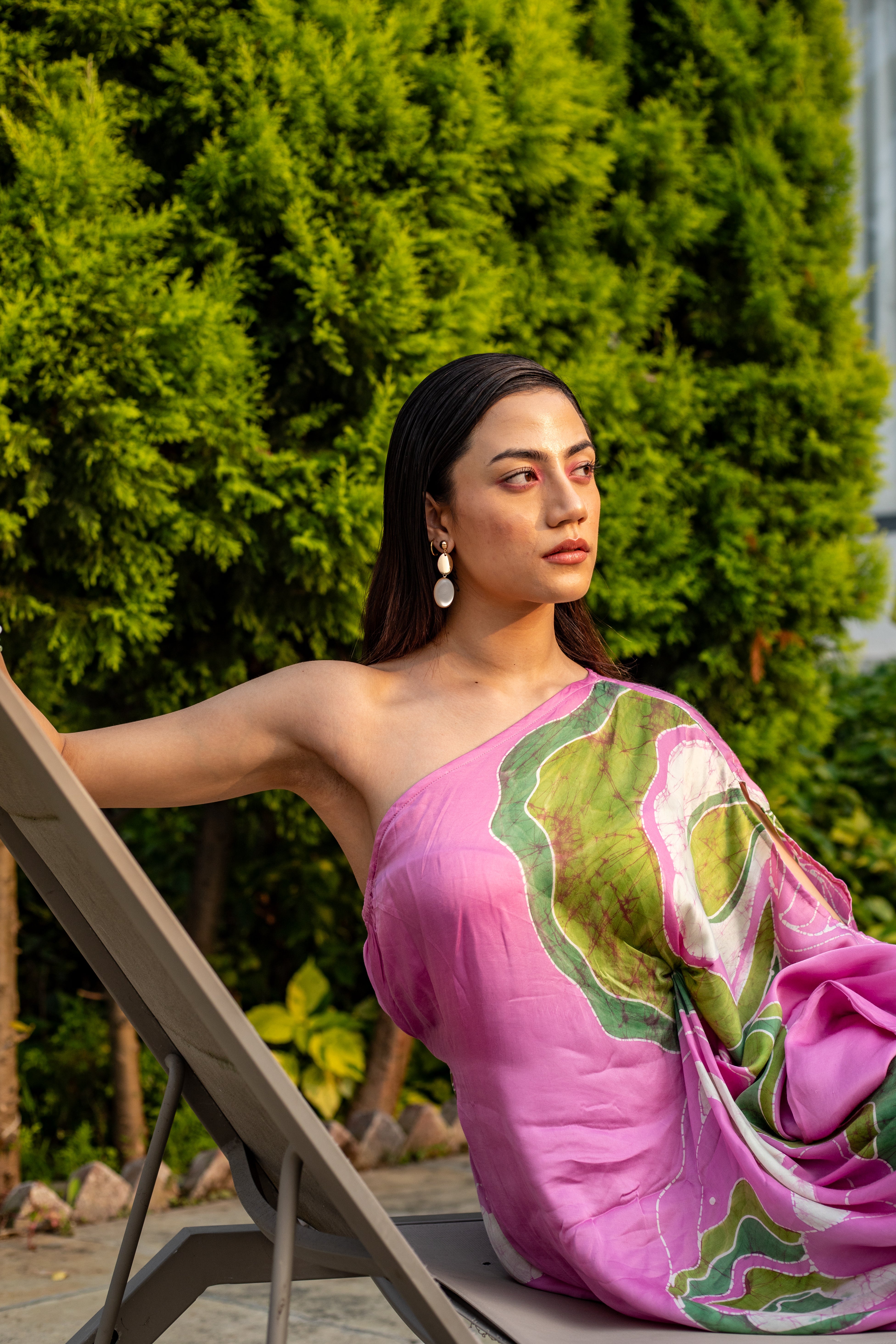 Fuchsia Glade Drape Dress