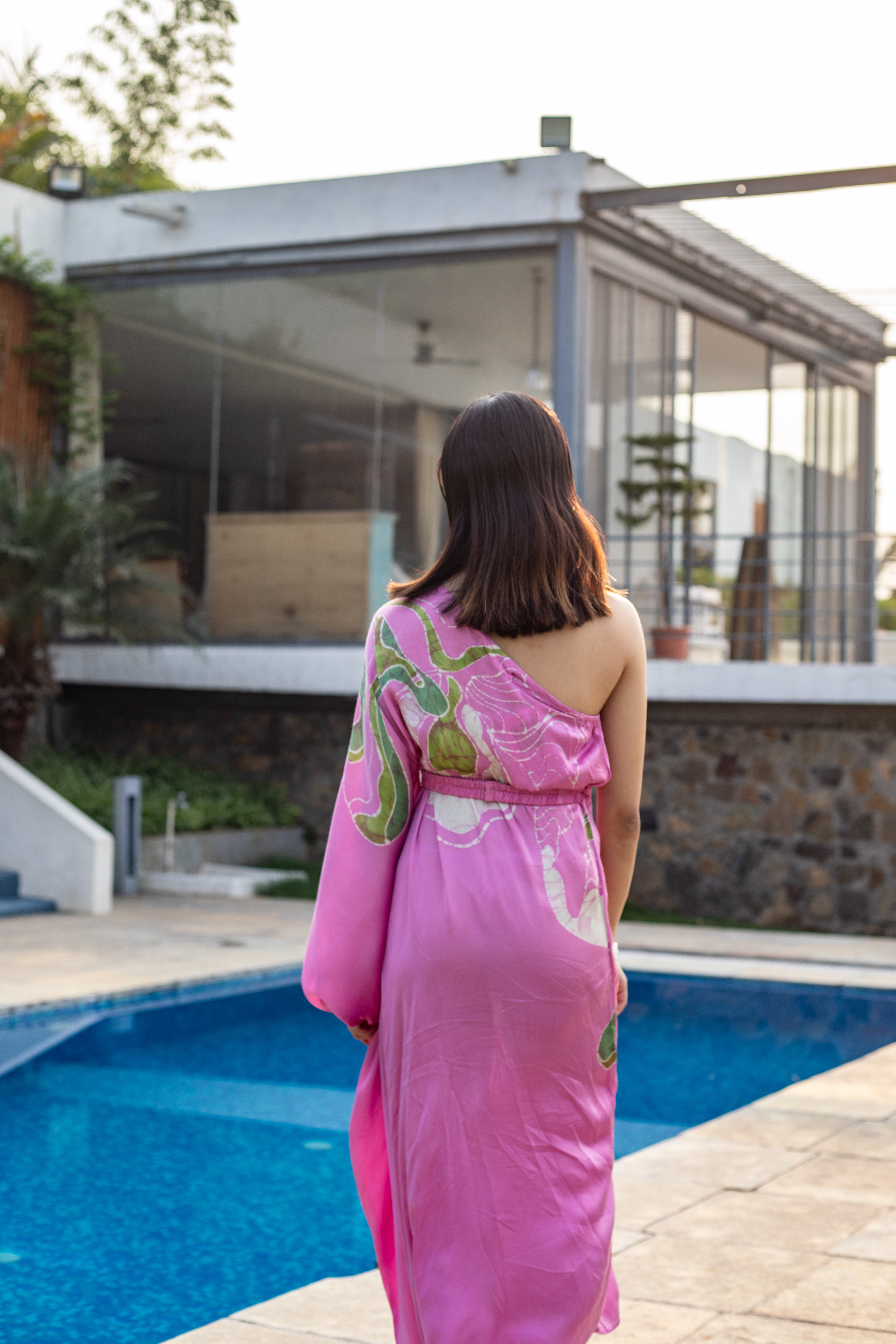 Fuchsia Glade Drape Dress