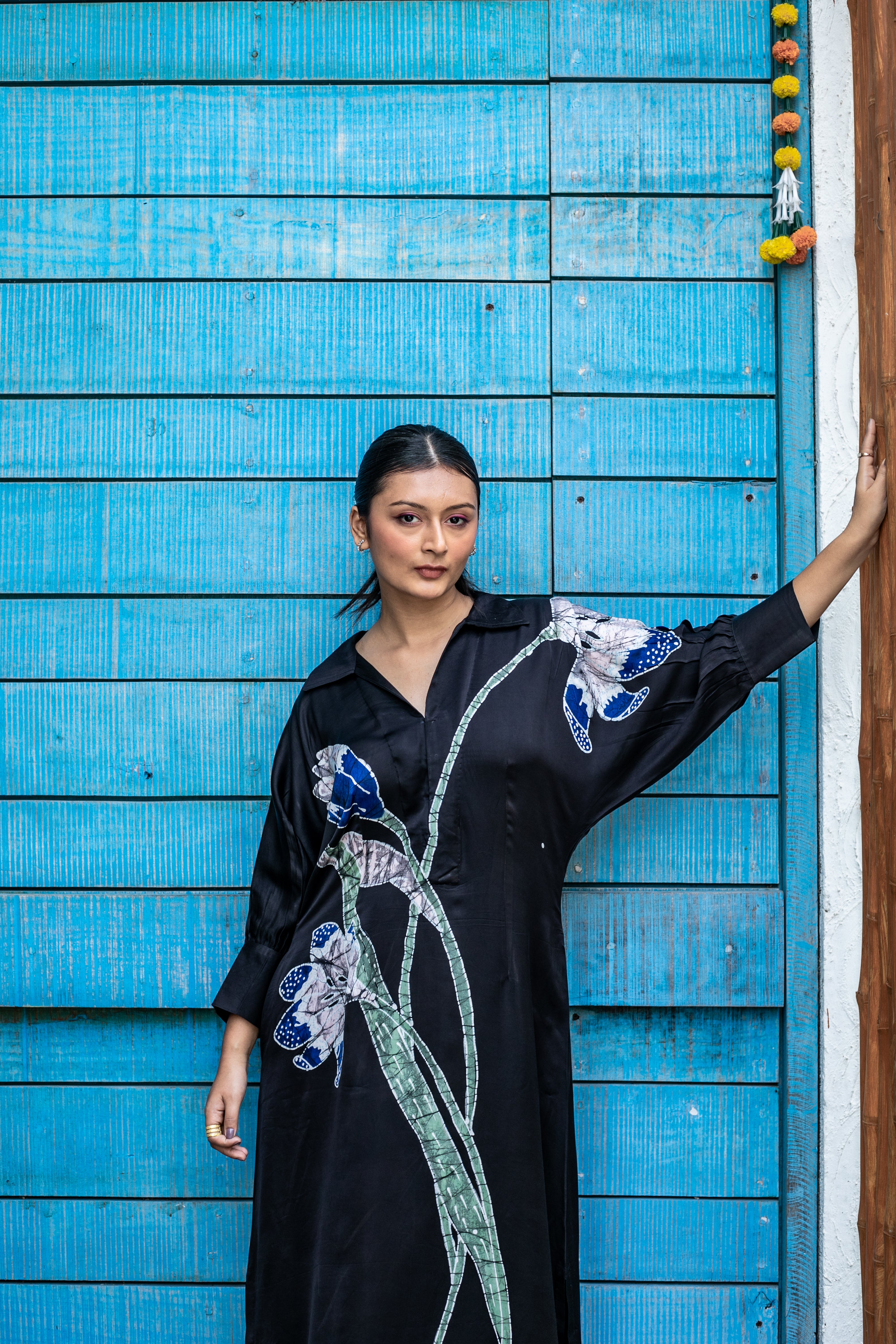 Noir Slit Shirt Dress