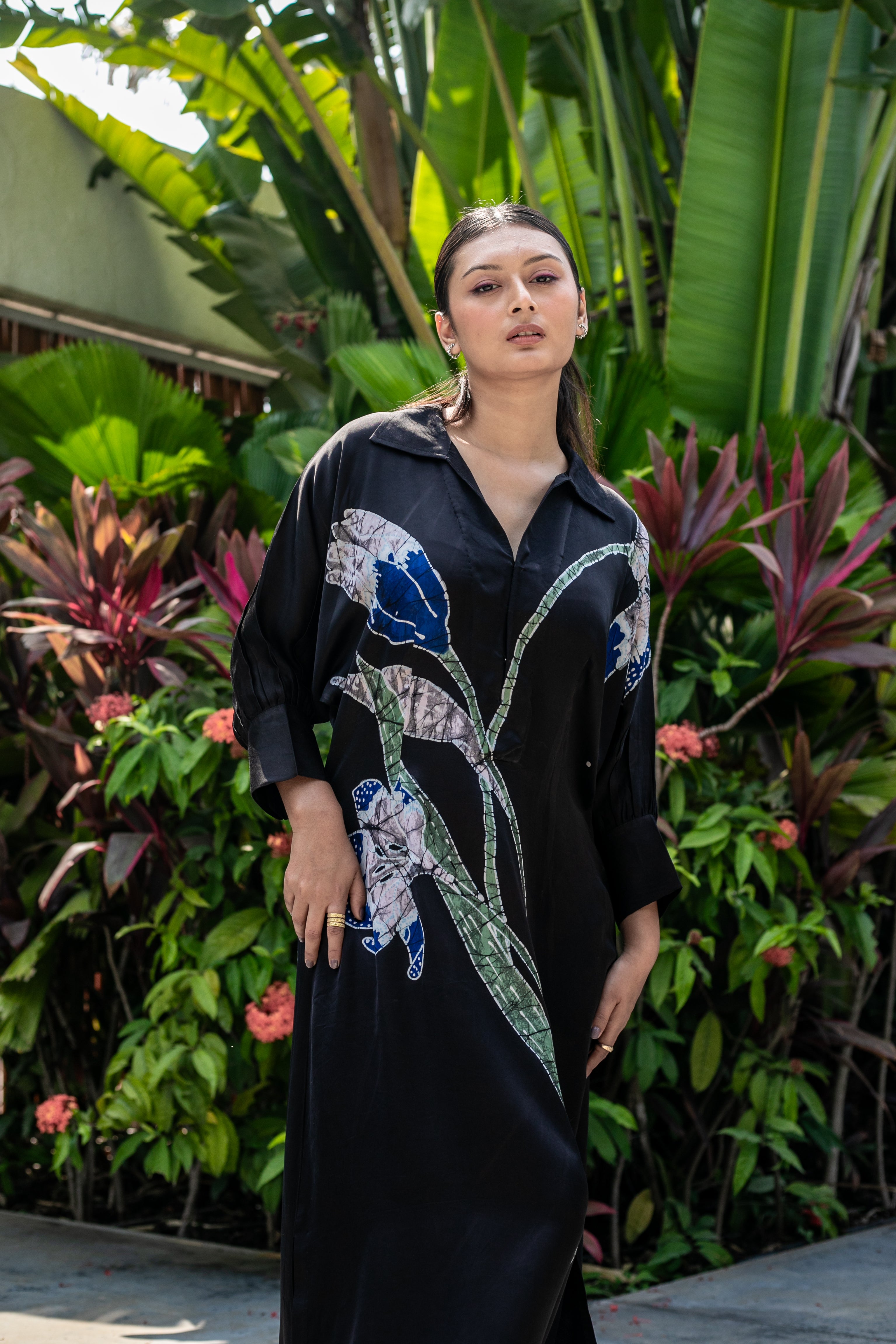 Noir Slit Shirt Dress