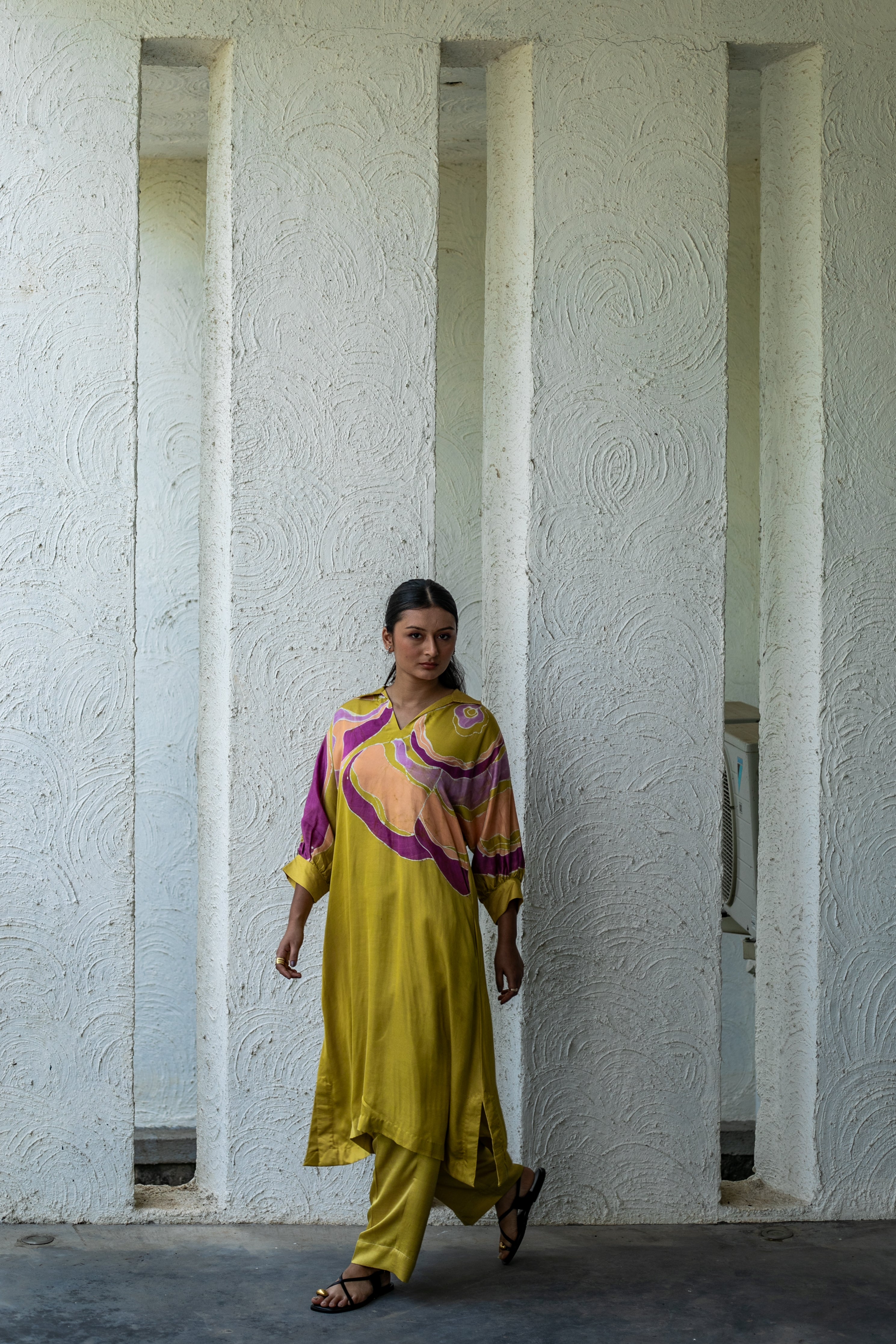 Citrine Mycology Collared Kurta Set