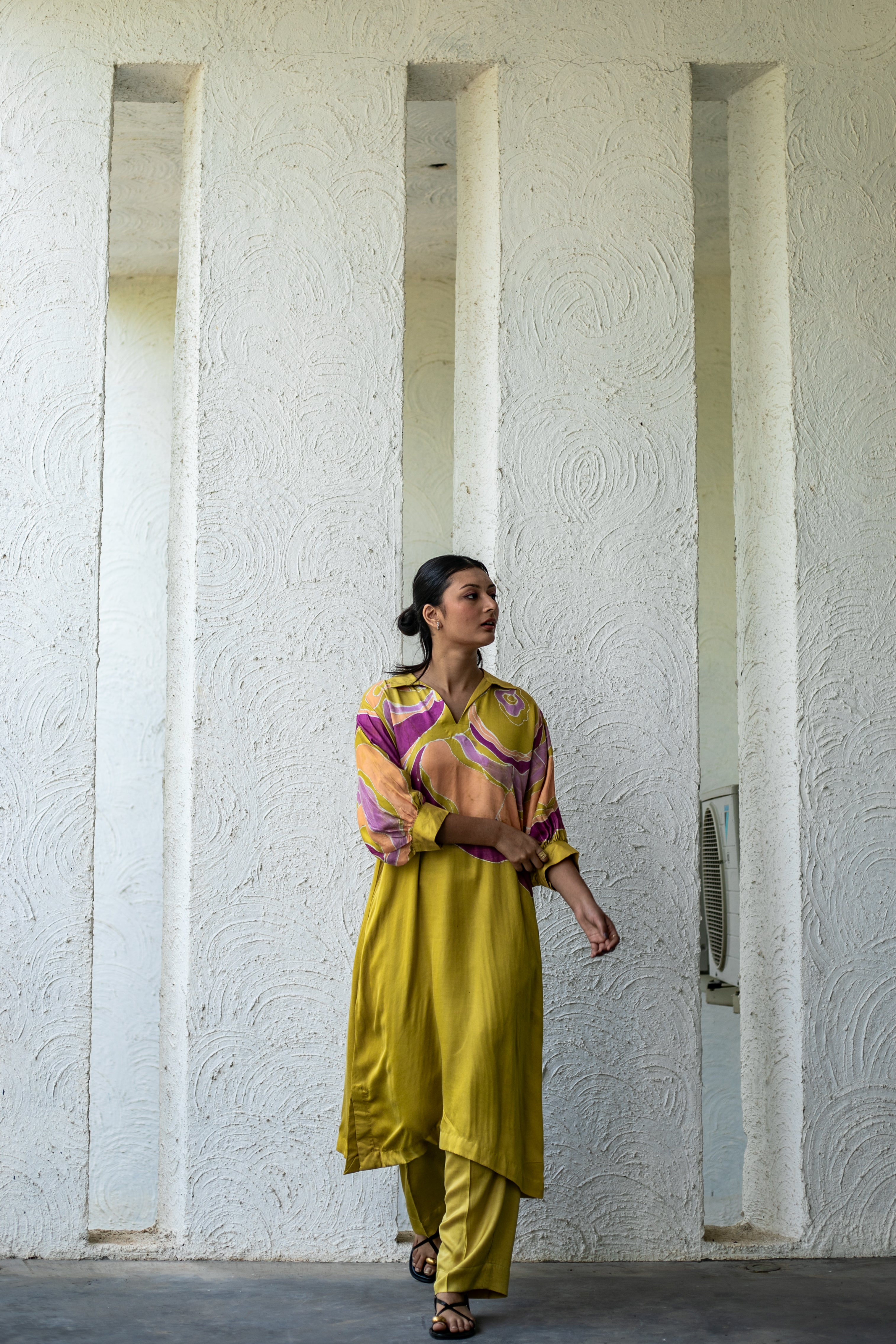 Citrine Mycology Collared Kurta Set