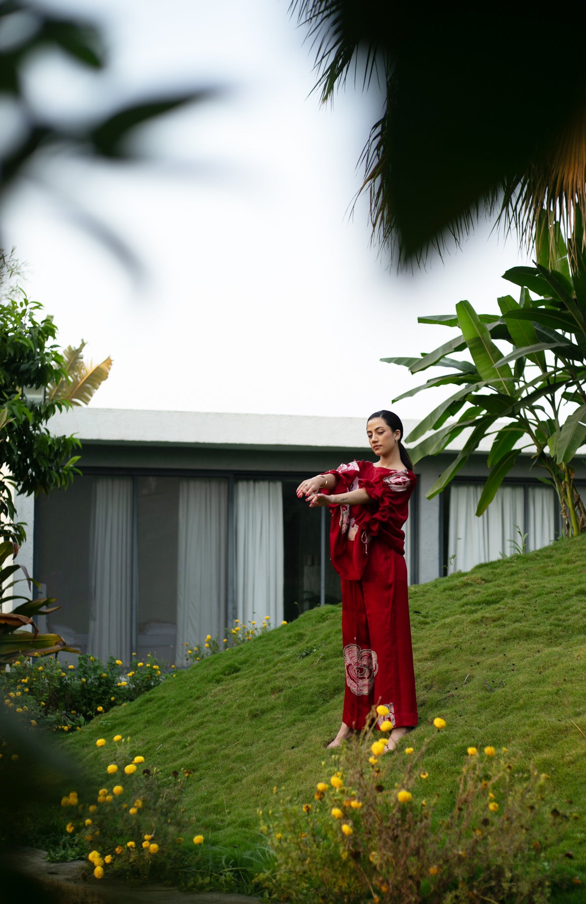 Crimson Batik Bloom Co-ord Set