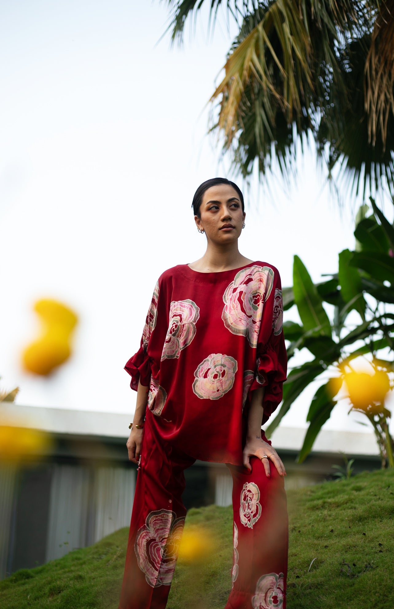 Crimson Batik Bloom Co-ord Set