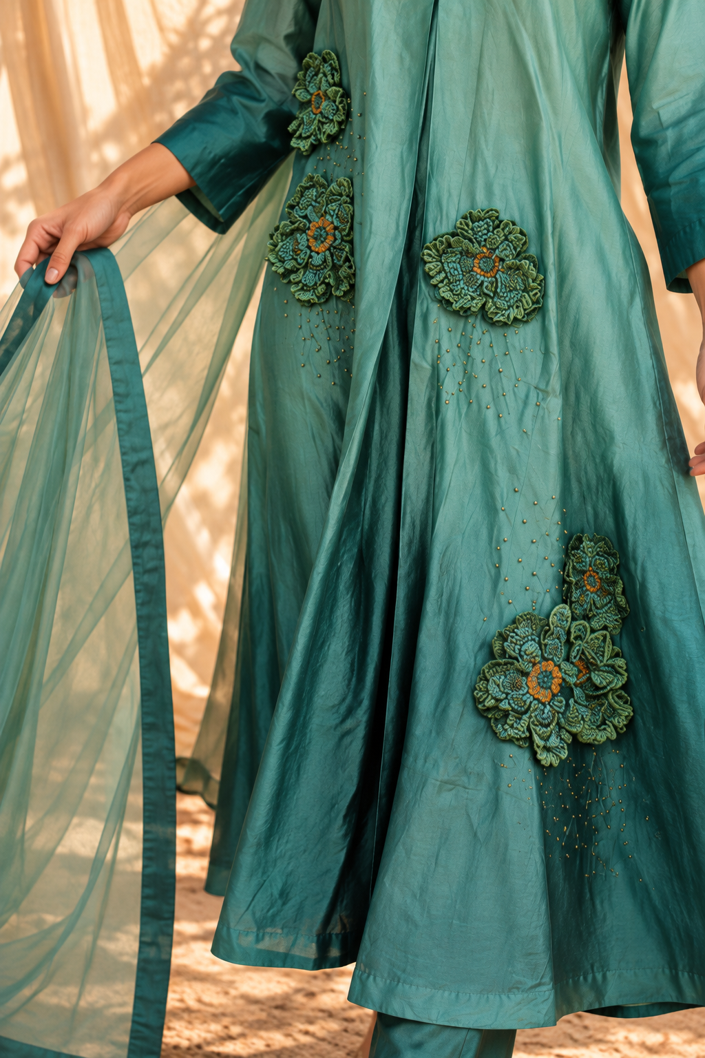 Blue Lagoon Pleat Kurta Set