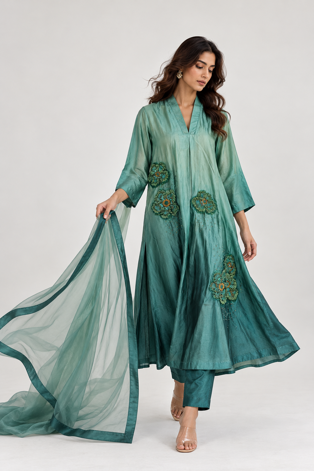 Blue Lagoon Pleat Kurta Set