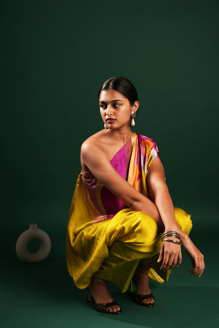 One shoulder Drape set