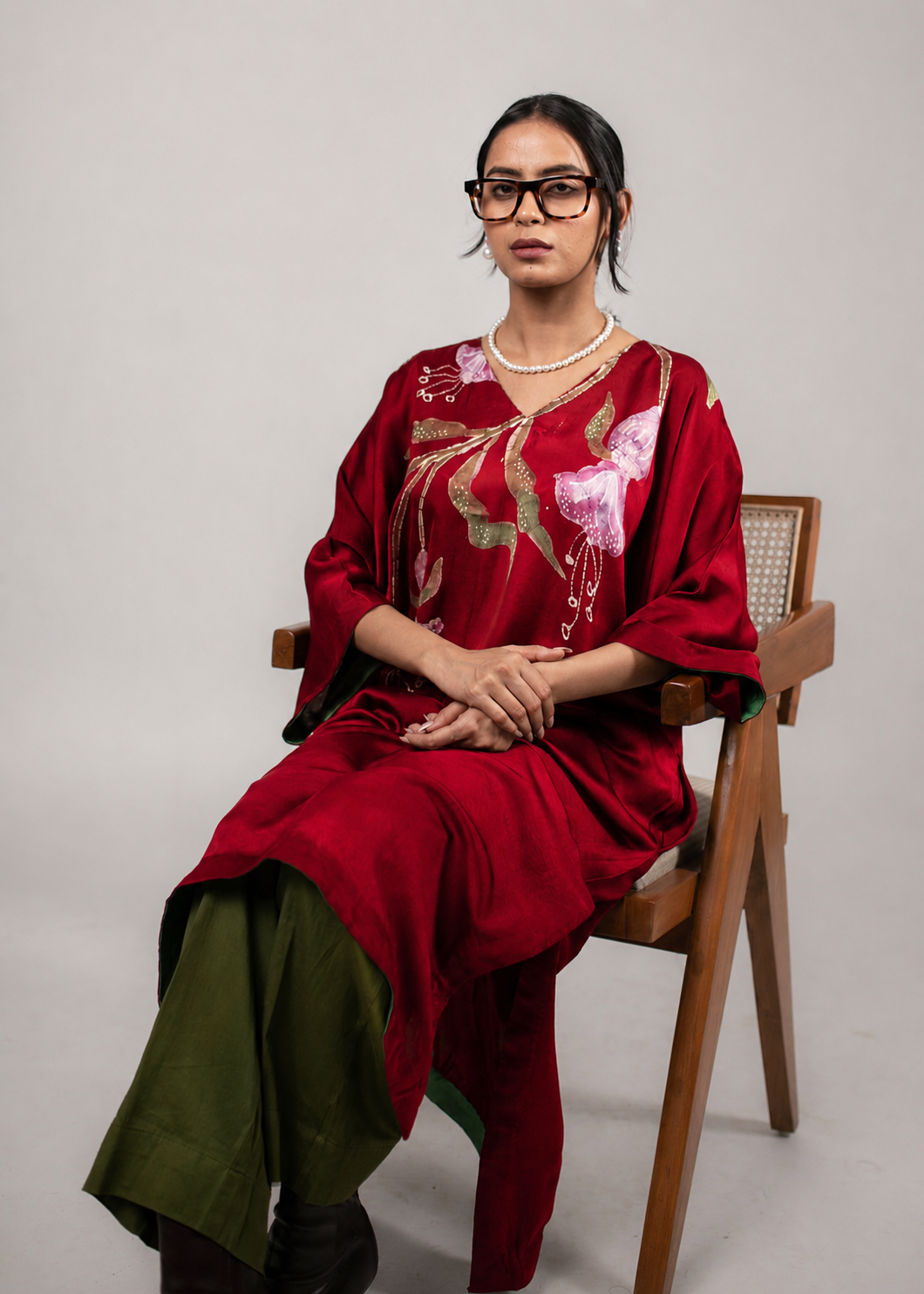 Crimson Drooping Kurta Set