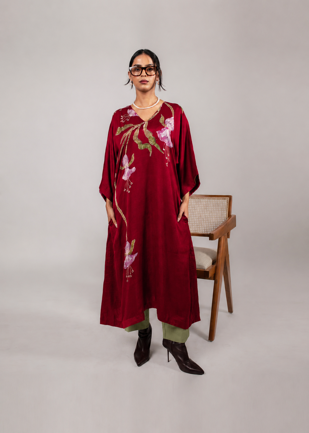 Crimson Drooping Kurta Set