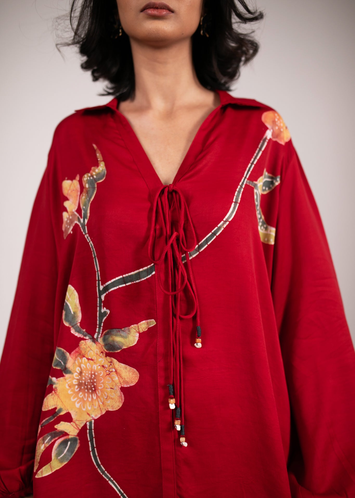 Crimson Dusk Tie-up Shirt