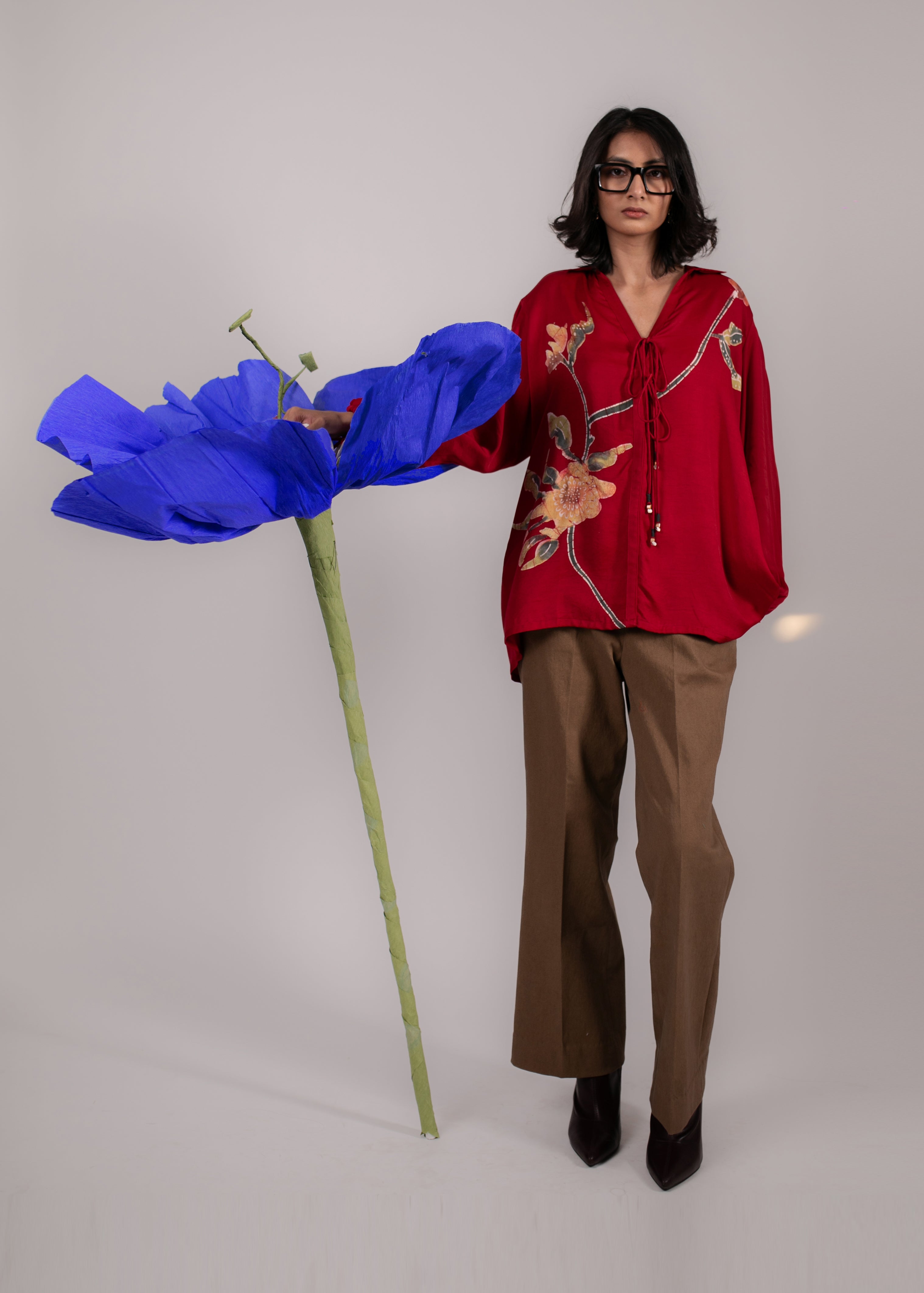 Crimson Dusk Tie-up Shirt