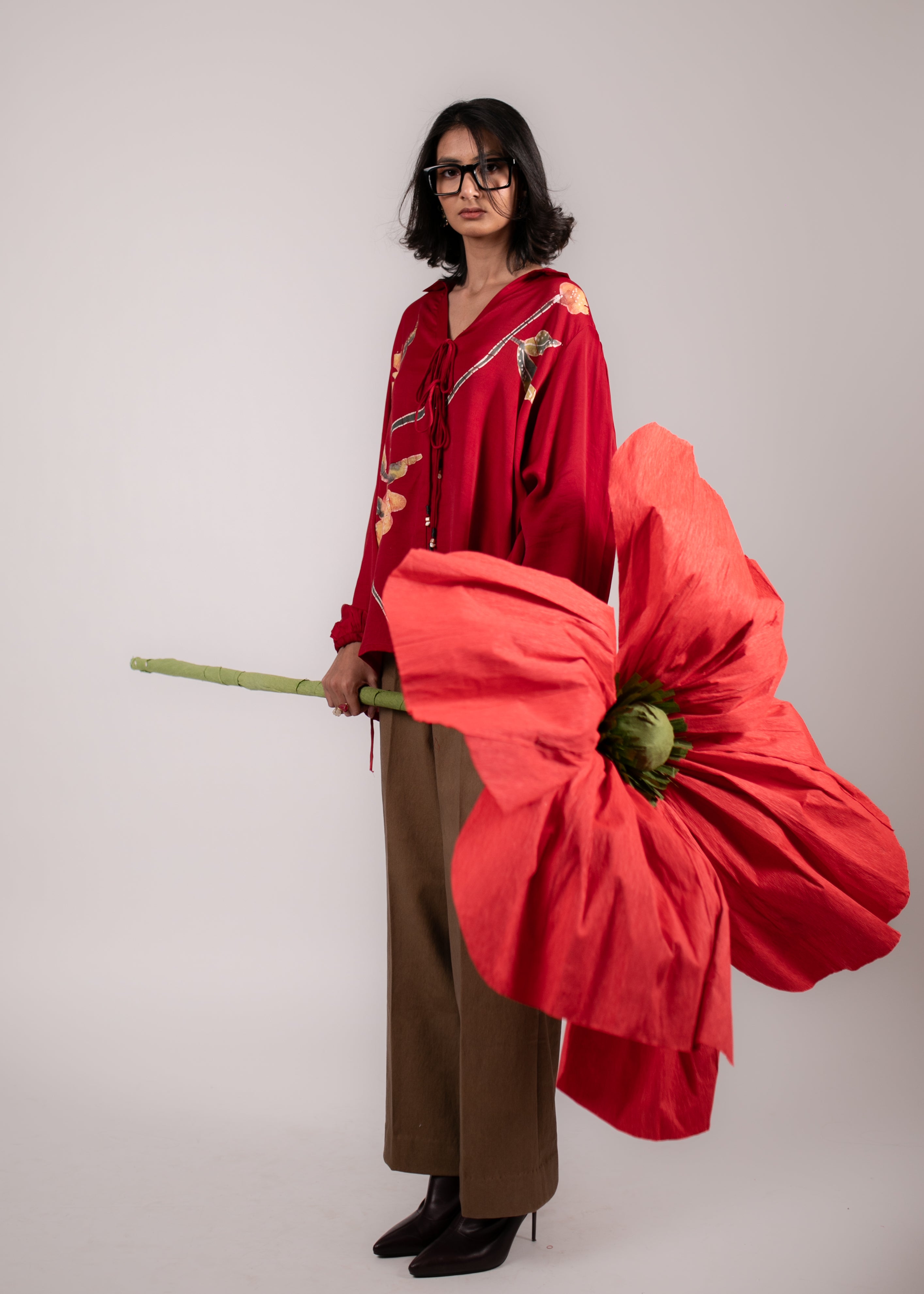 Crimson Dusk Tie-up Shirt