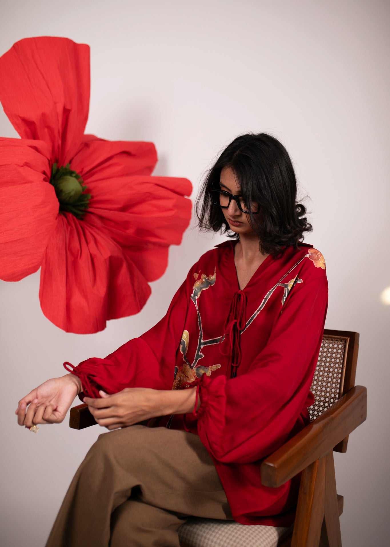 Crimson Dusk Tie-up Shirt