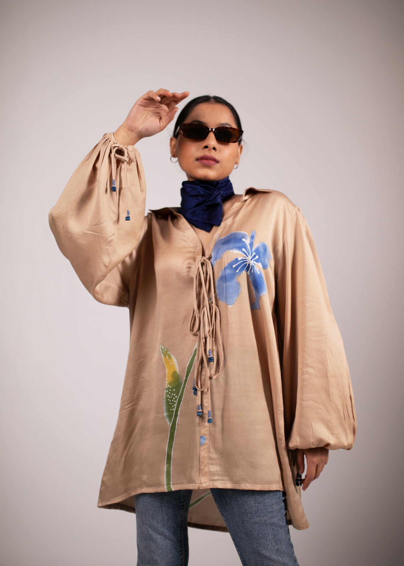 Iris Blues Tie-up Shirt